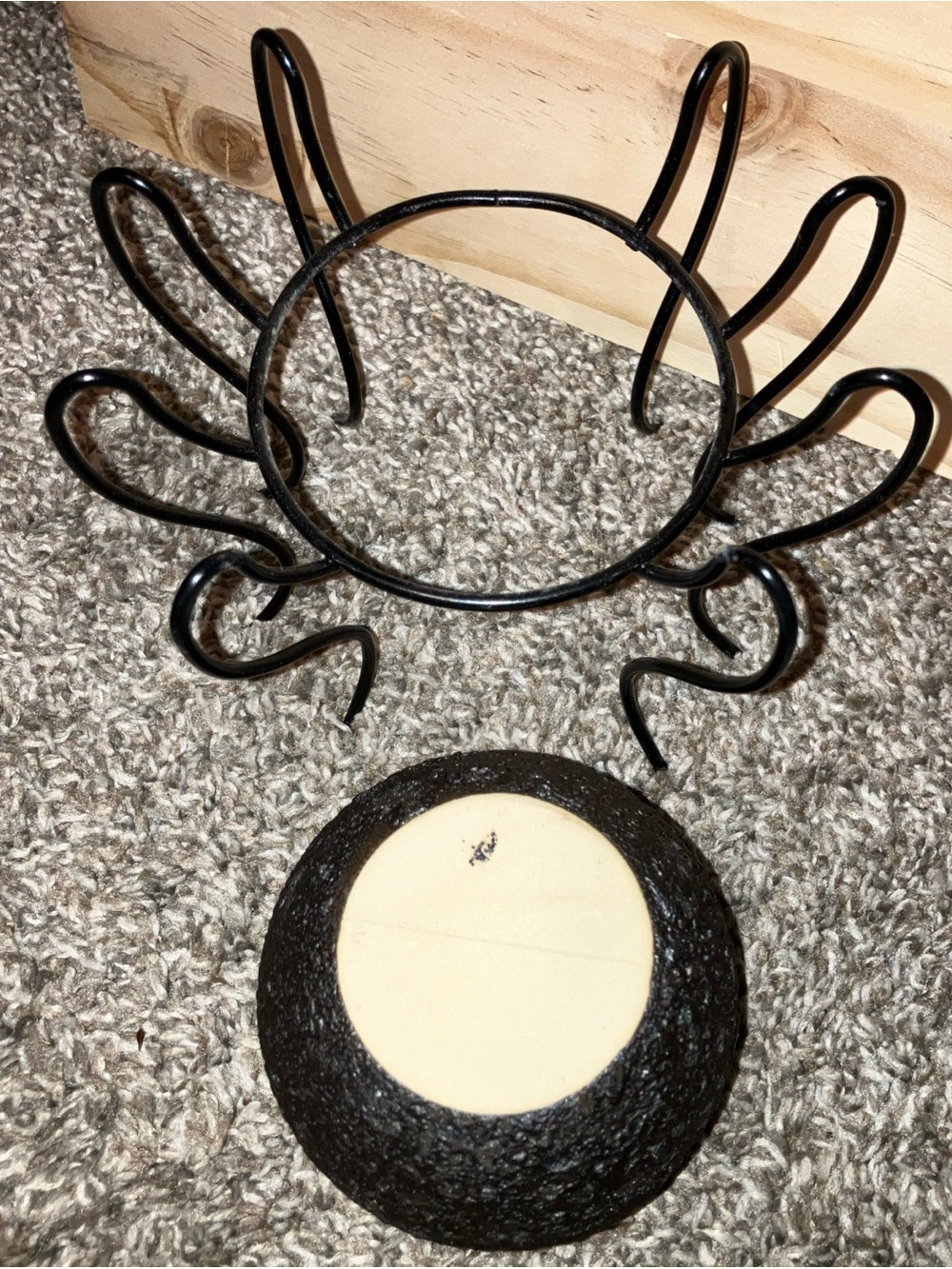 Black Metal & Pottery 8 Legged Spider Candle Holder - Rustic Holiday Accent - Picture 4 of 5